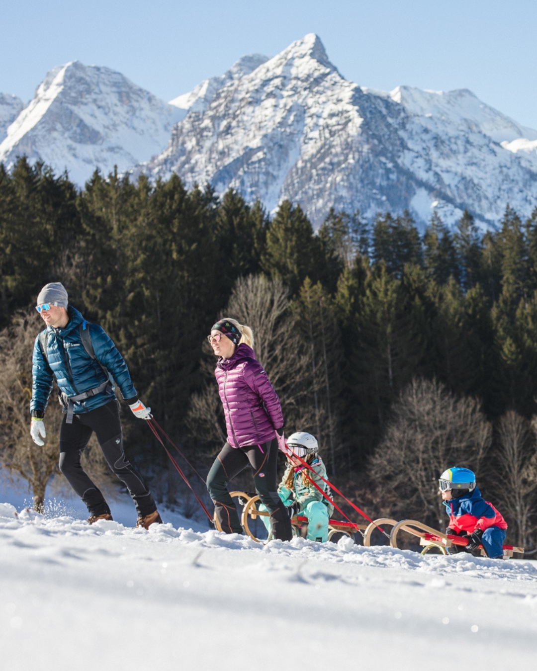 Rodeln mitten in den Bergen